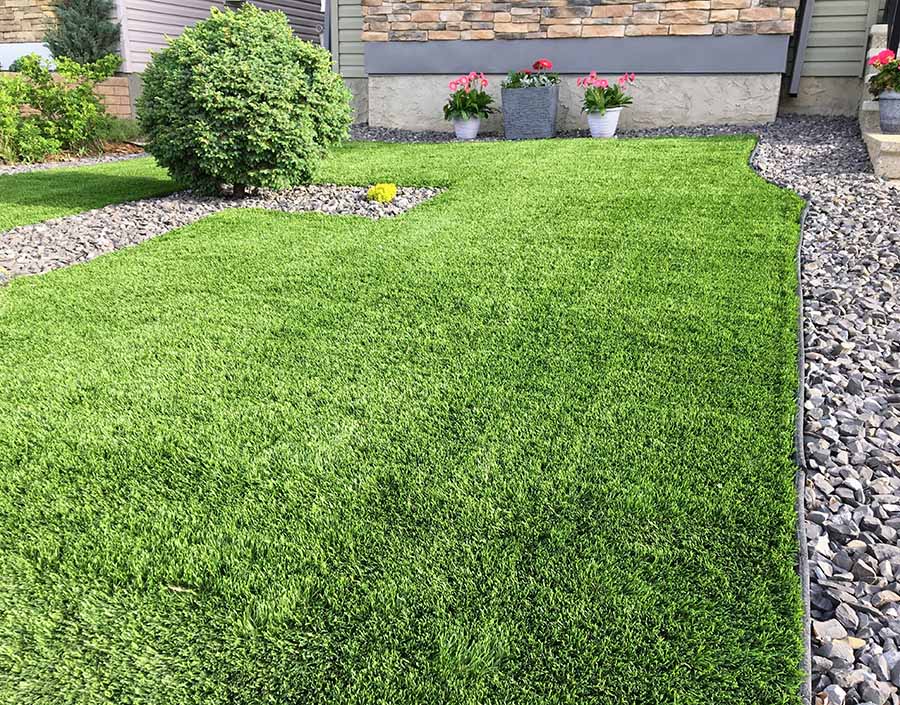 Artificial turf in a backyard